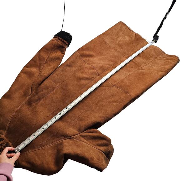 Christia Coat Brown Sheepskin Shearling Jacket Italy Bohemian Hippie Embroidered - Picture 8 of 16